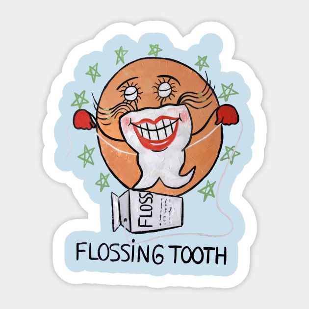 Flossing Teeth Sticker by Anthony R Falbo